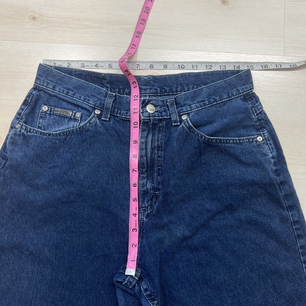 Vintage Lee Riveted Baggy Jeans Womens 14 Blue Mom Jeans High Waist USA MADE - Picture 6 of 14